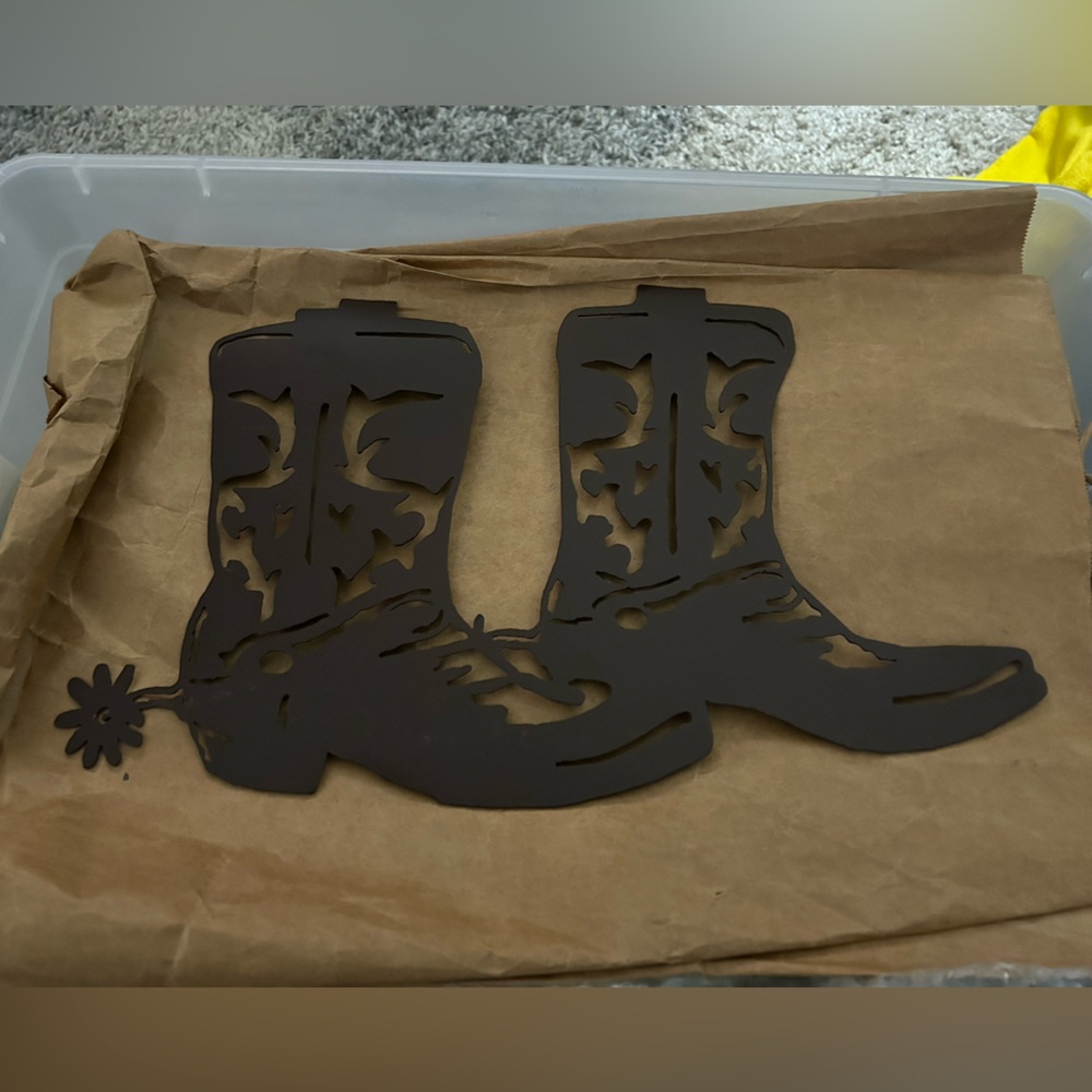 Metal western boots decoration